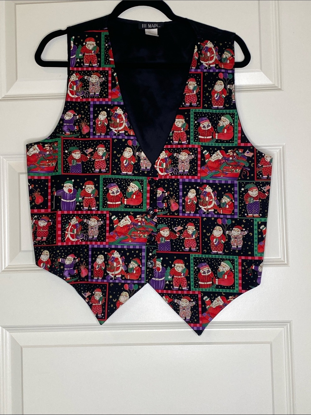 Vintage Festive Santa Patchwork Holiday Vest